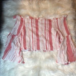 Strapless Bell Sleeve Crop Top size Large